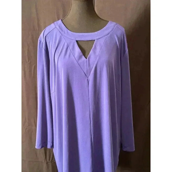 Plus size Simomton Says 3X Royal Blue blouse with peekaboo neckline - Picture 1 of 5